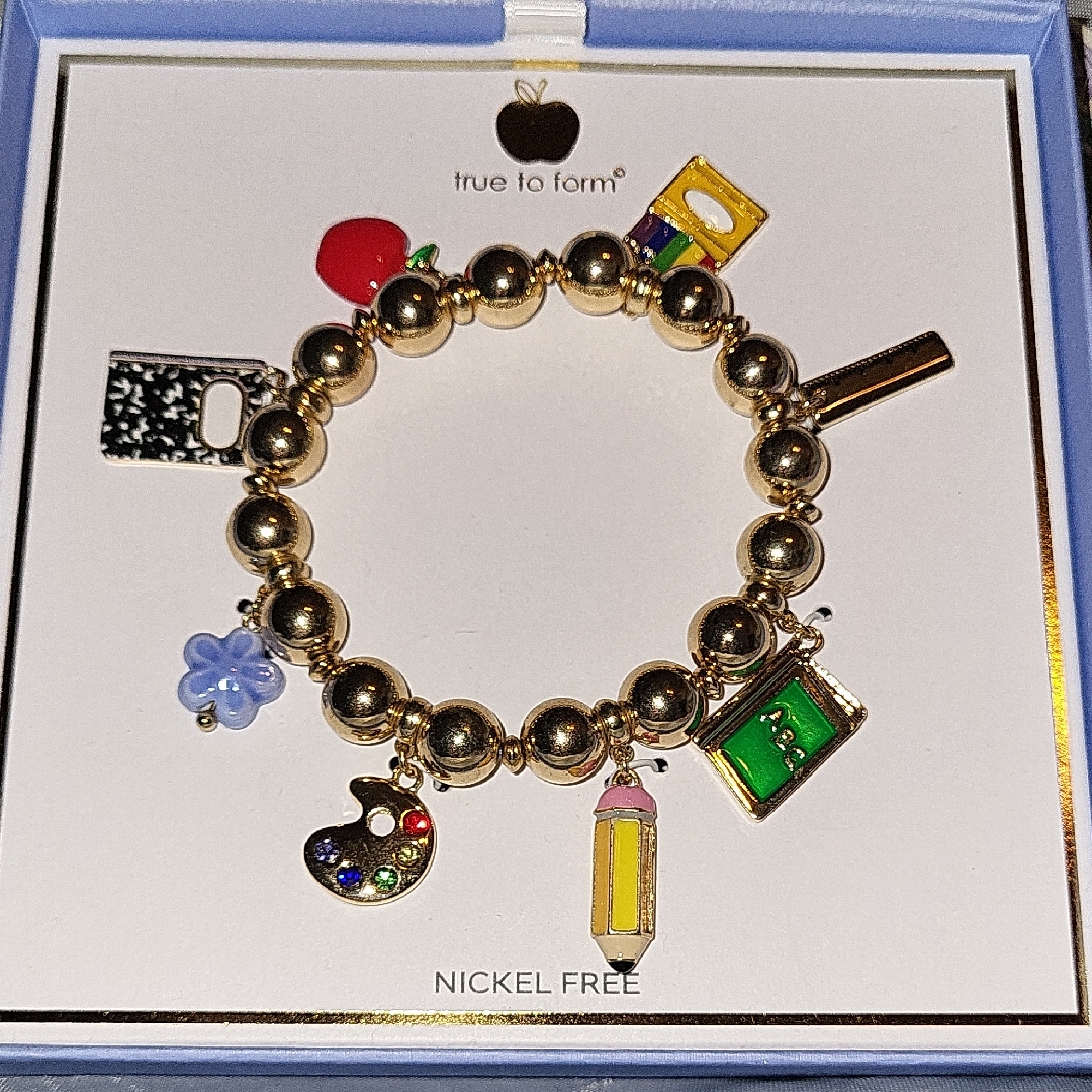 True To Form School Themed Gold Charm Bracelet Bnib Ta M 40$